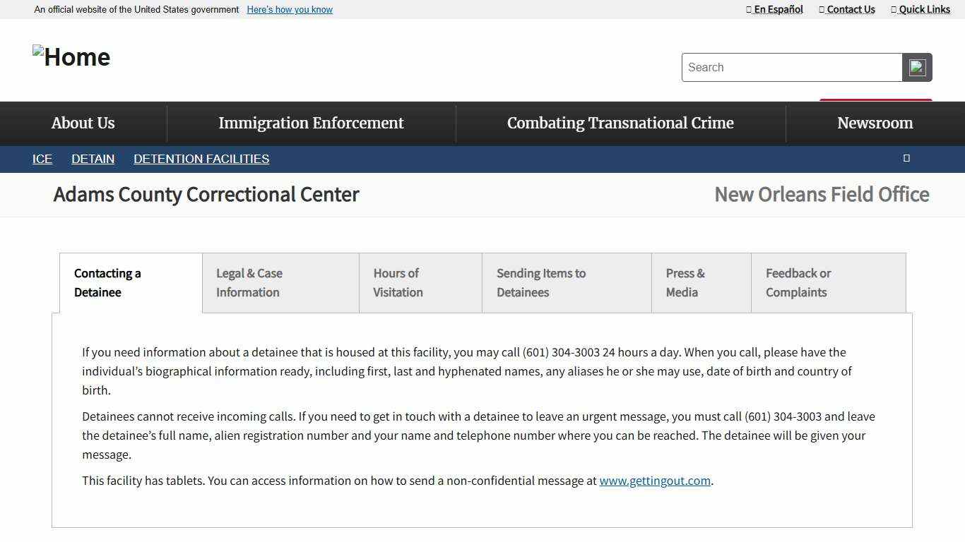 Adams County Correctional Center | ICE