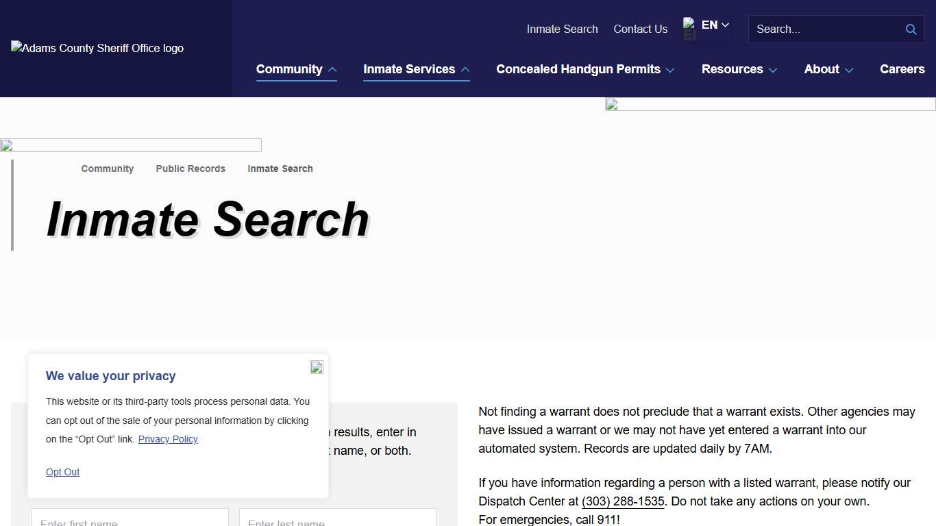 Inmate Search - Adams County Sheriff Office